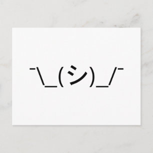 Oops Shrug Emoticon ¯\_(シ)_/¯ Japanese Kaomoji Postcard