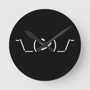 Oops Shrug Emoticon ¯\_(シ)_/¯ Japanese Kaomoji Round Clock
