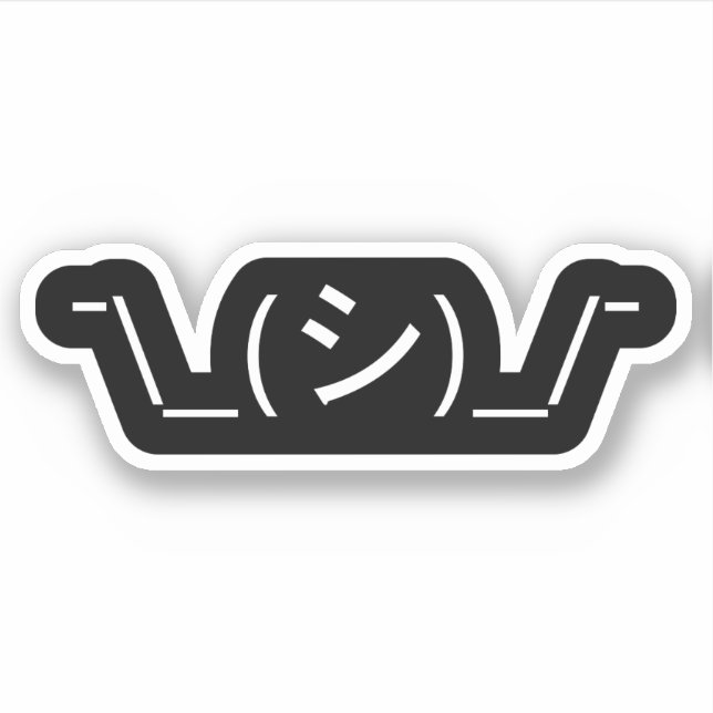 Oops Shrug Emoticon ¯\_(シ)_/¯ Japanese Kaomoji Sticker (Front)