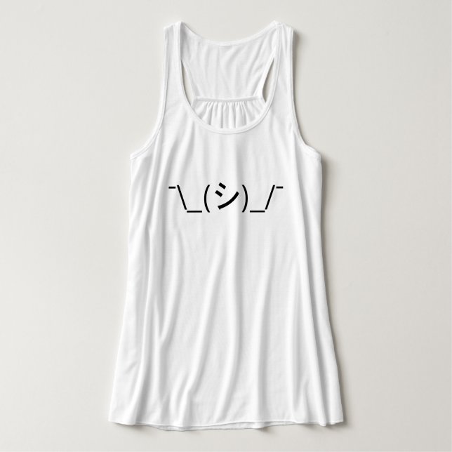 Oops Shrug Emoticon ¯\_(シ)_/¯ Japanese Kaomoji Tank Top (Design Front)