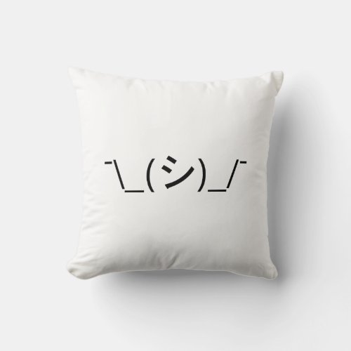 Oops Shrug Emoticon _シ_ Japanese Kaomoji Throw Pillow