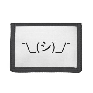 Oops Shrug Emoticon ¯\_(シ)_/¯ Japanese Kaomoji Trifold Wallet