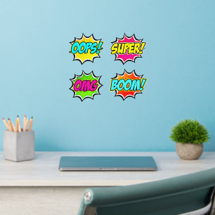 OOPS Super OMG Boom, Pop Art Bursts 12" Wall Decal
