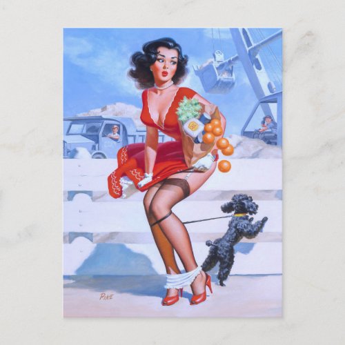 Oops Walking Pin Up Postcard