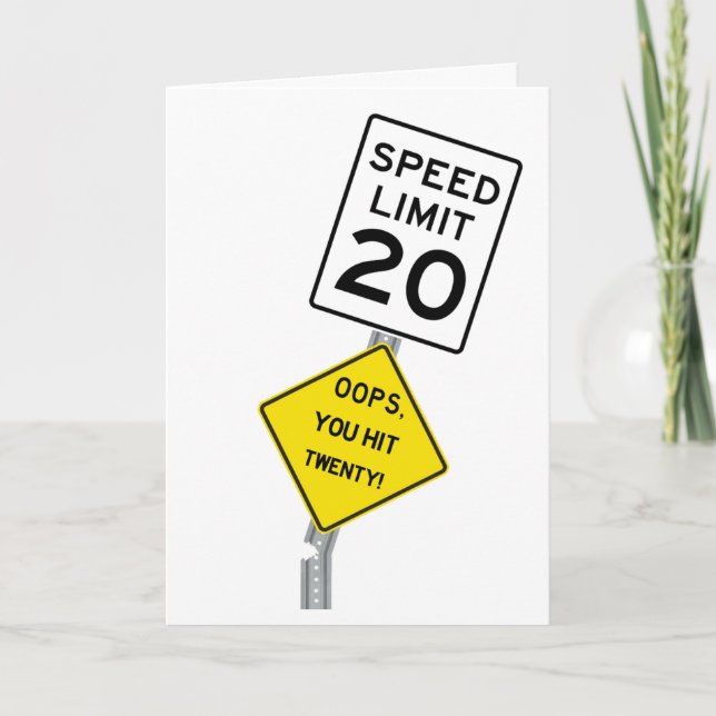 Oops You Hit 20 funny 20th birthday card (Front)