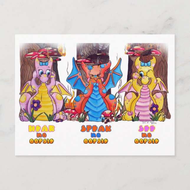 Oopsies cute baby dragon postcard (Front)