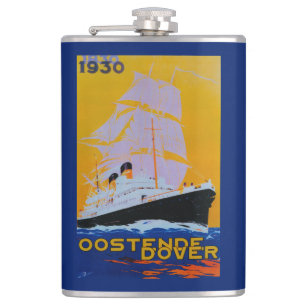 Oostende Dover Vintage PosterEurope Hip Flask