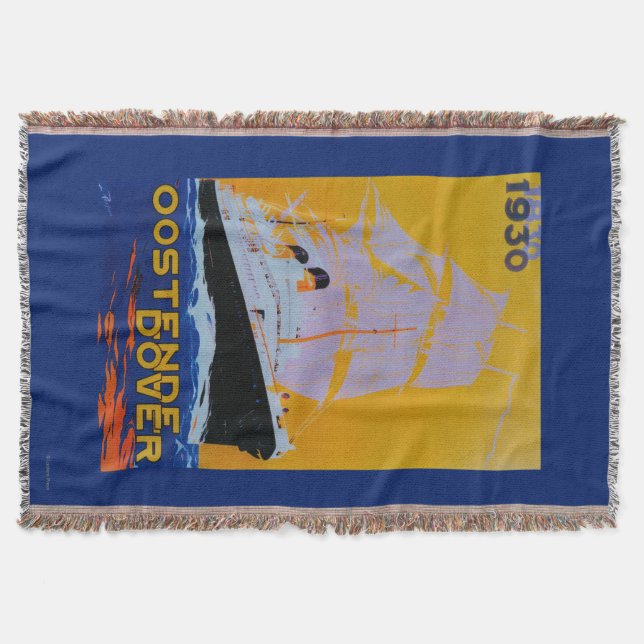 Oostende Dover Vintage PosterEurope Throw Blanket (Front)