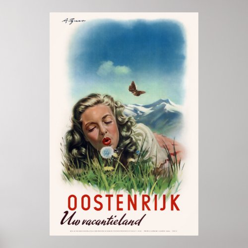 Oostenrijk Un vacantieland Austria Vintage Poster