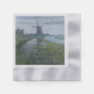 Oostzijdse Mill along the River Gein by Moonlight
