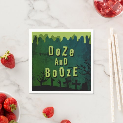 Ooze And Booze Scary Halloween Zombie Crawl Napkins