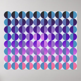 Op Art Big Circles By Half Blue Purple And Magenta Poster
