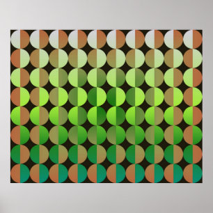 Op Art Big Circles By Half Orange And Green Poster