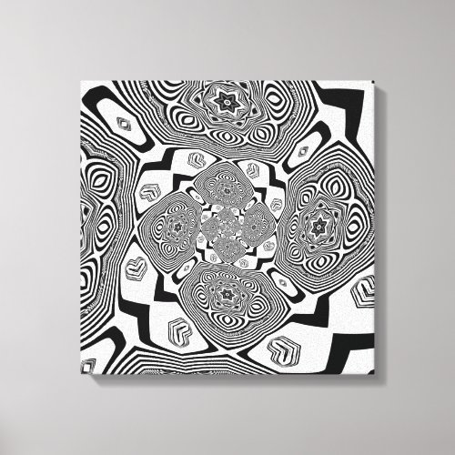 Op art black and white swirl canvas print