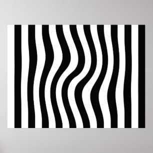 Op Art Black and White Twisted Stripes Poster