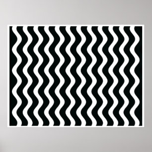 Op Art Black and White Waves Two Poster