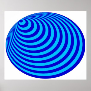 Op Art Bullseye Excentric Blue Pale Blue Poster