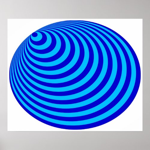 Op Art Bullseye Excentric Blue Pale Blue Poster