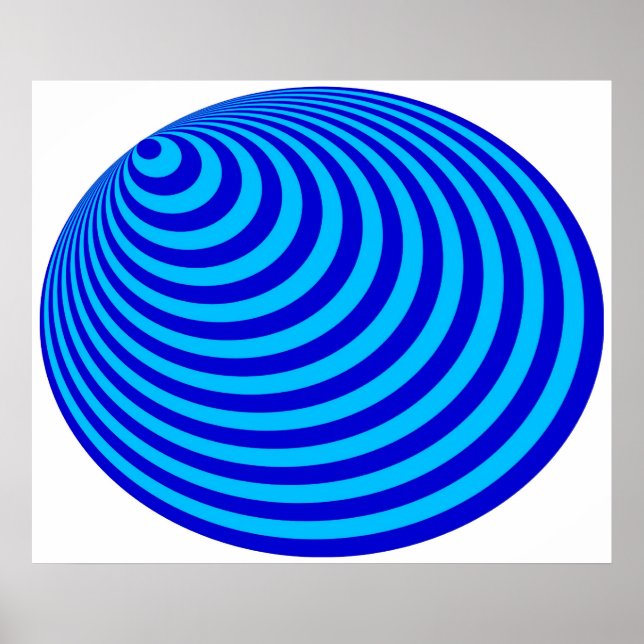 Op Art Bullseye Excentric Blue Pale Blue Poster (Front)