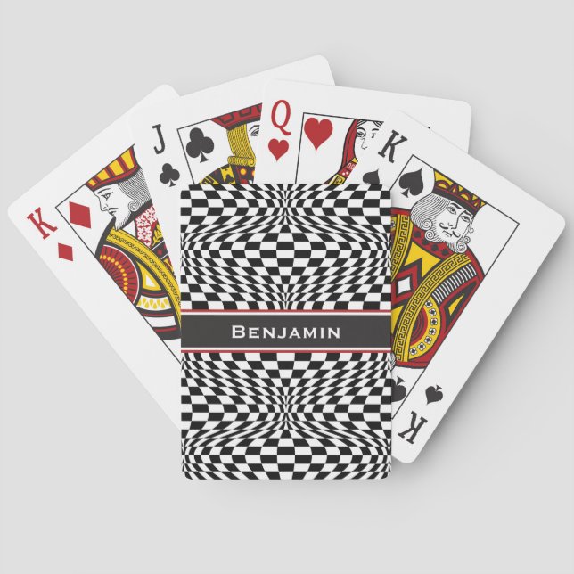 Op Art Checks Poker Cards (Back)