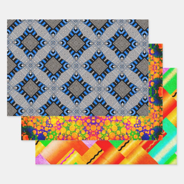 Op Art, Dots, and Deco Sampler Wrapping Paper Sheets (Set)