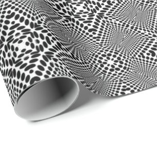 Op-Art Dots Madhi Black and White Wrapping Paper