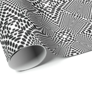Op-Art Dots Madhi Black and White Wrapping Paper