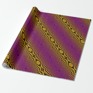 Op-Art Flash Purple, Gold and Black Wrapping Paper