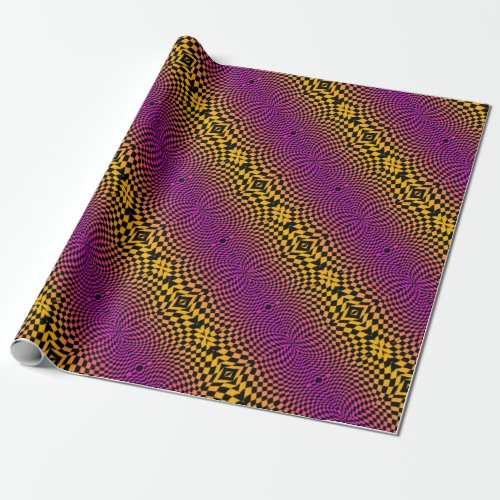 Op_Art Flash Purple Gold and Black Wrapping Paper