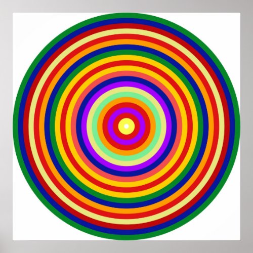 Op Art Homage to CT Multicolor Concentric Circles Poster