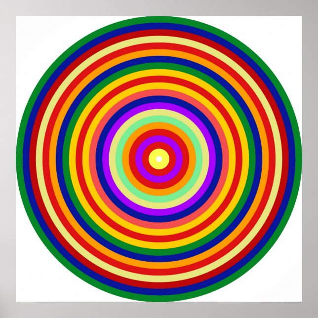 Op Art Homage to CT Multicolor Concentric Circles Poster (Front)
