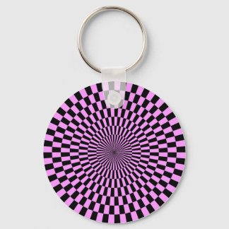 Op Art - Light Violet and Black Keychain