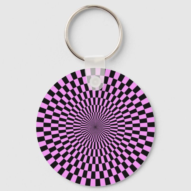 Op Art - Light Violet and Black Keychain (Front)