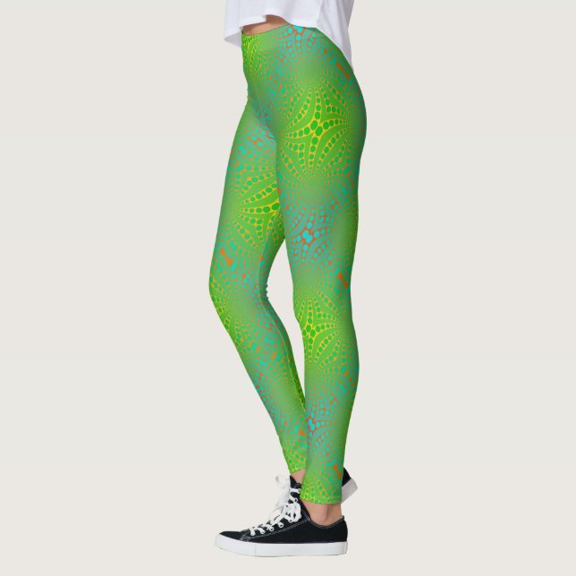 Op Art Lime Green Leggings (Left)