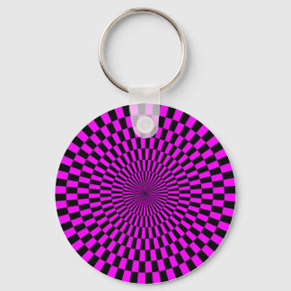 Op Art - Magenta and Black Keychain