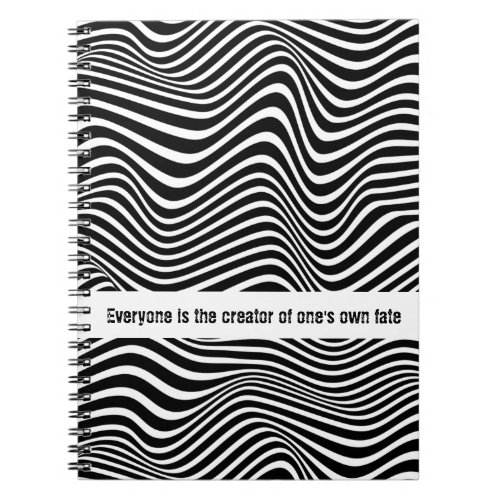 Op art pattern with black and white wavy lines notebook
