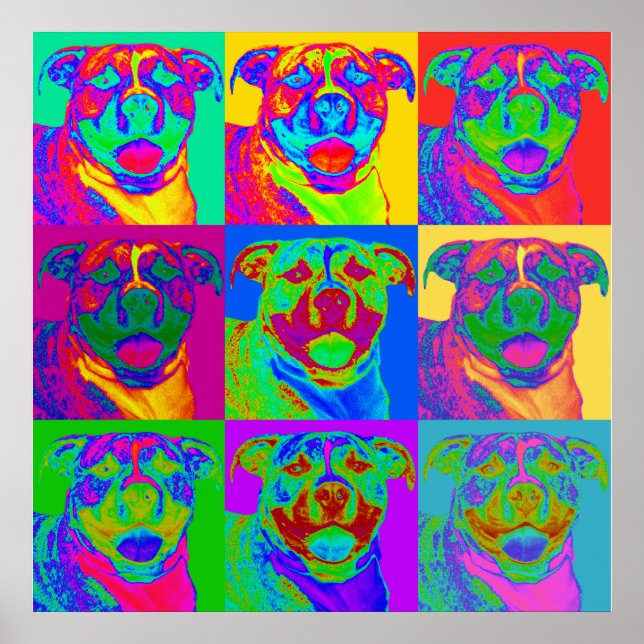 Op Art Pitbull Poster (Front)