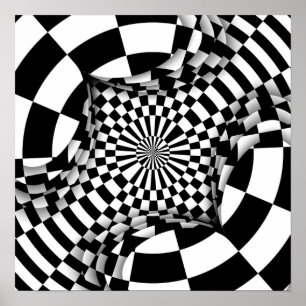 Op art Psychedelic checkers Poster