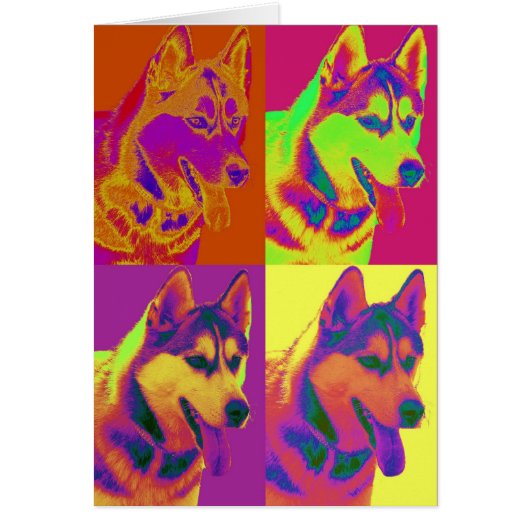 Op Art - Siberian Husky Cards (Front)