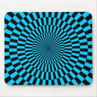 Op Art - Sky Blue and Black Mouse Pad