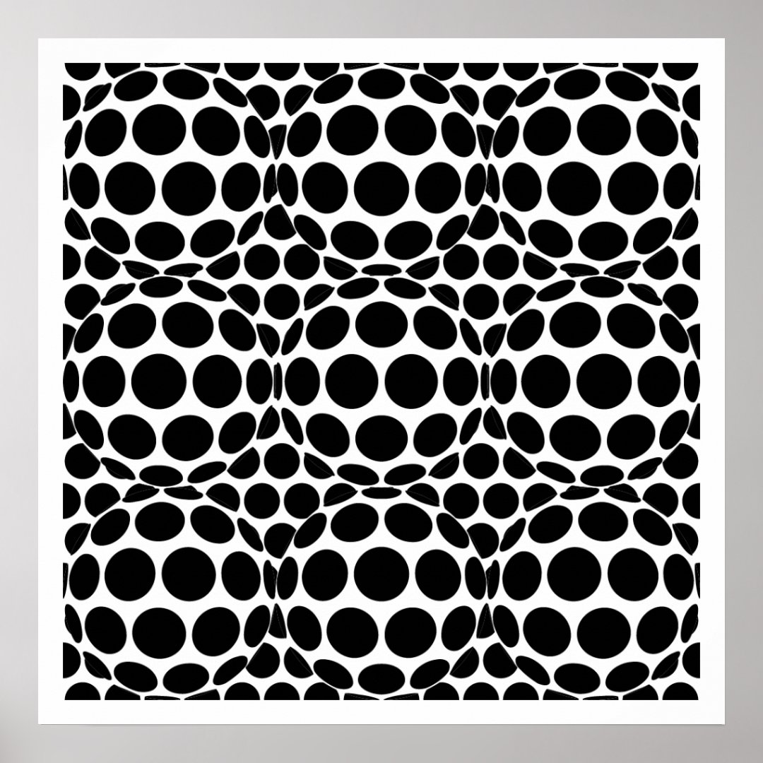 Op Art Spots and Spheres Black and White Poster Zazzle