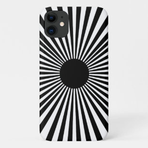 Op Art Sunburst – Black & White Abstract Poster iPhone 11 Case