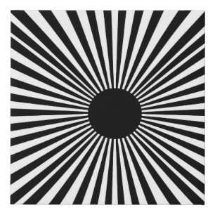 Op Art Sunburst – Black & White Abstract Poster Faux Canvas Print