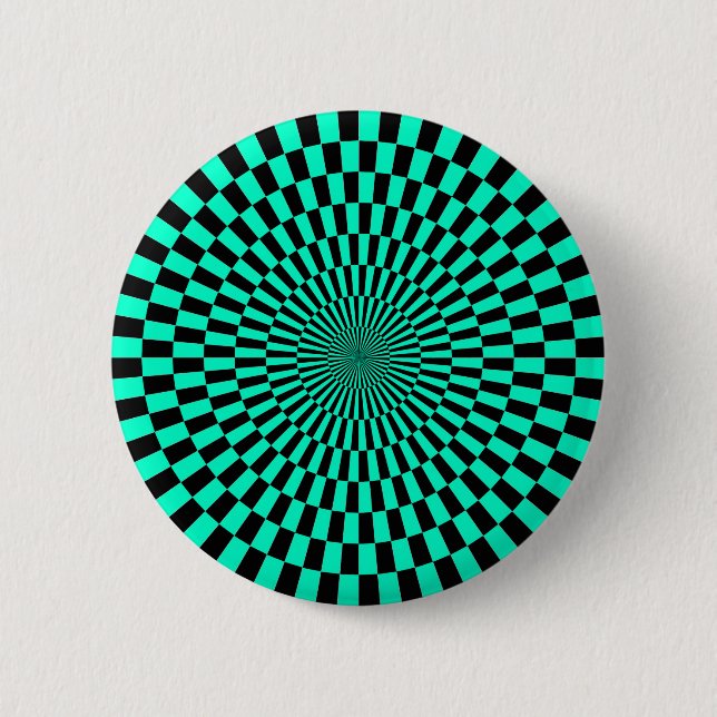 Op Art - Turquoise and Black Pinback Button (Front)