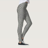 Black And White Op Art Spiral Leggings by LebensARTdesign