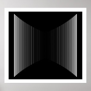 Op Art Vertical Bars White On Black Progressive 01 Poster