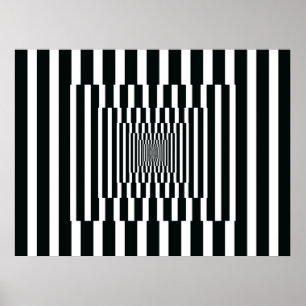 Op Art Vertical Reflections Black and White Poster