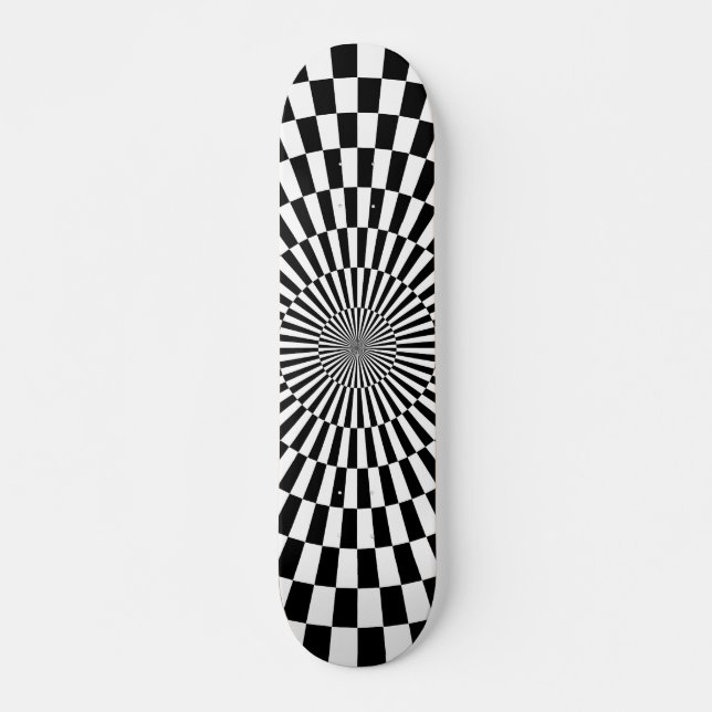 Op Art Wheel - Black and White Skateboard Deck (Front)