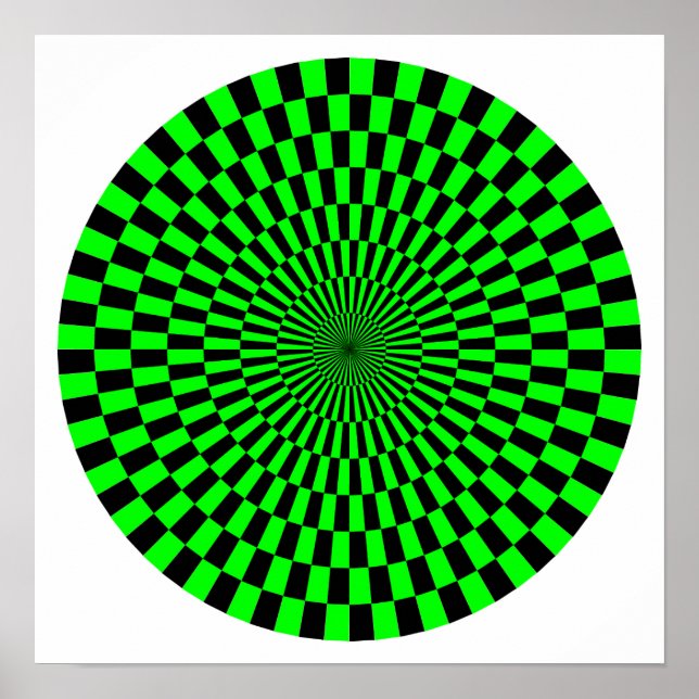 Op Art Wheel - Green and Black Poster (Front)