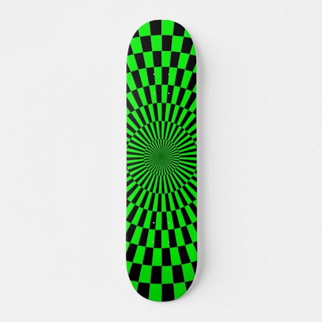 Op Art Wheel - Green and Black Skateboard Deck (Front)